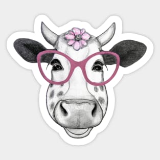 Smiling cow with glasses Sticker